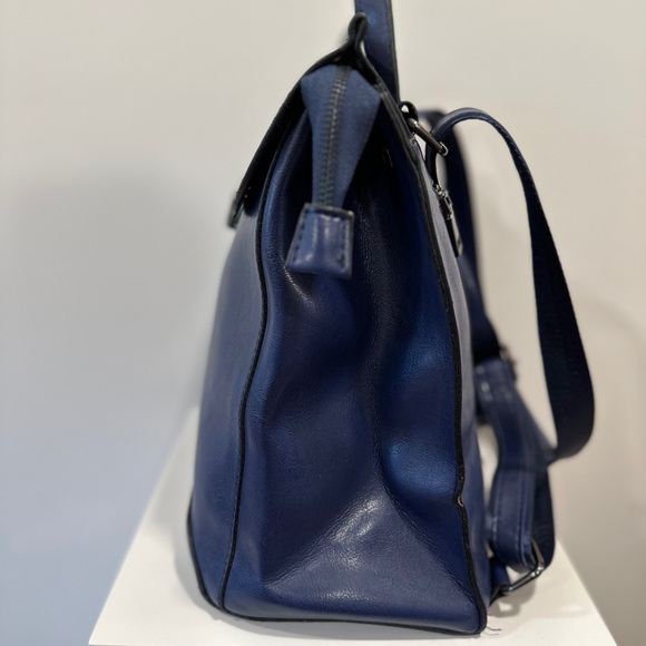 Blue Leather Backpack Small - Picture 3 of 6